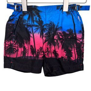 Orlebar Brown Sunset Print Boys Swim Trunks Black Blue Pink Size 8 Years